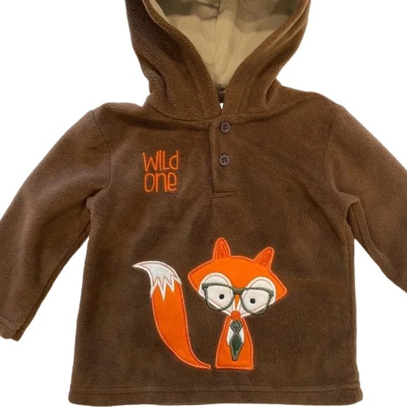 Buster Brown Soft Fleece Wild One Fox Lined Hoodie 12 Months - Picture 7 of 8